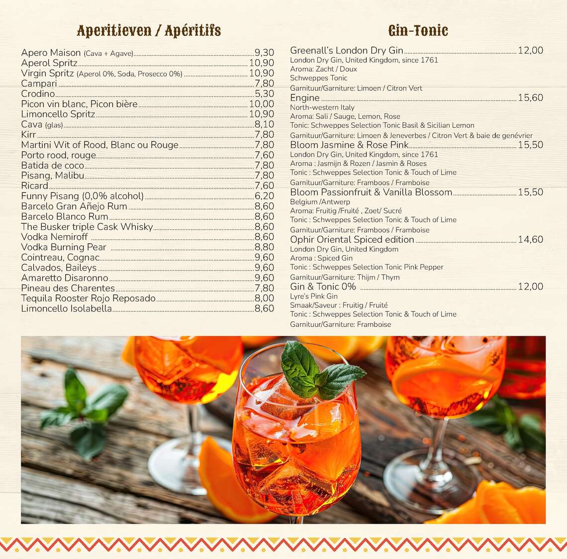 menu-Saloon (gesleept) -  - Menu