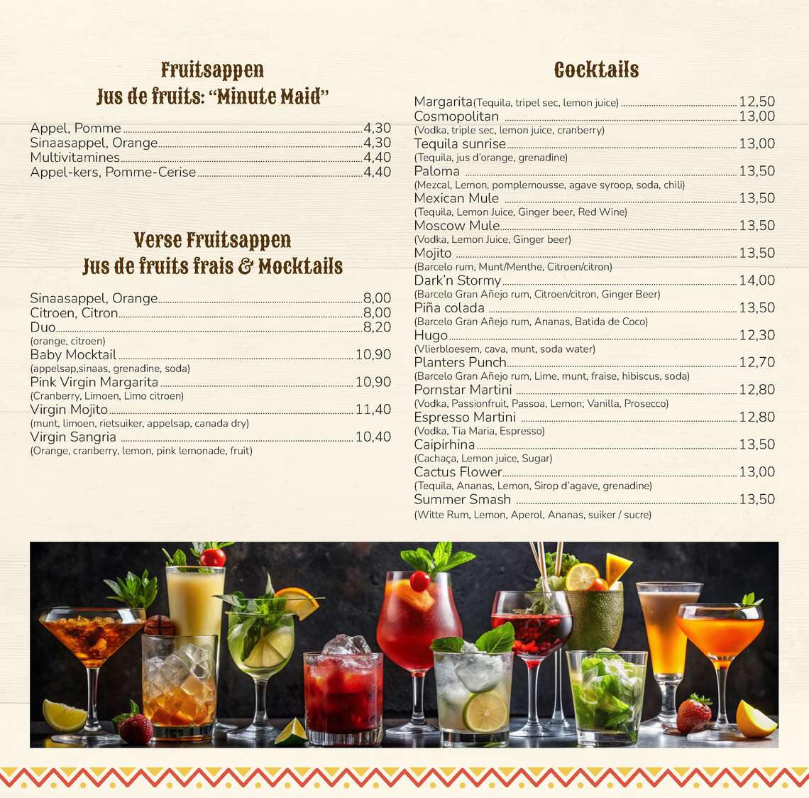 menu-Saloon (gesleept) -  - Menu